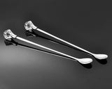 2 Pcs Stainless Steel Long Handle Drink Spoon with Crystal