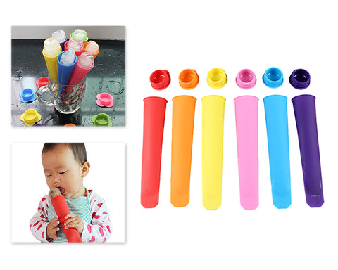 6 Pcs Silicone Ice Popsicle Maker with Round Shaped Caps