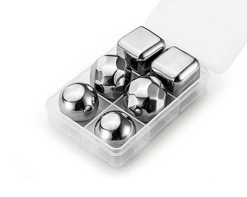 Stainless Steel Whiskey Rocks Stones Wine Beer Chillers - 6 Pcs