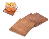 Natural Square Wooden Table Drink Coasters Set for 4