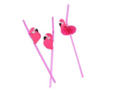 50 Pieces Flamingo Straws Decorate Party Supplies Set - Pink