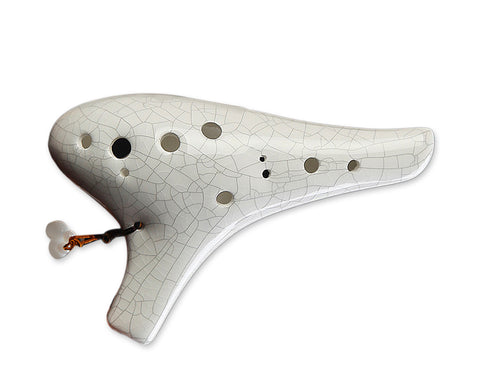 12 Holes Alto C Ocarina - White