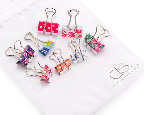 48 Pcs Assorted Color &amp; Patterned Binder Clips Set - 19mm and 25mm