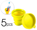 5 Pcs Silicone Folding Retractable Water Cup for Travel - Yellow