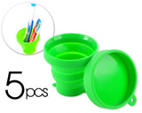 5 Pcs Silicone Folding Retractable Water Cup for Travel - Green