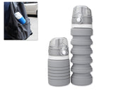 500ml Travel Silicone Folding Water Bottle for Outdoor - Grey