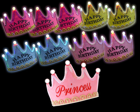 10 Pcs 5 Bulbs Happy Birthday Printed LED Crowns