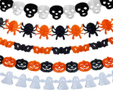 5 Pcs Halloween Decoration Banner+ 1 Pc Spider Web Cobweb and 2 Spiders