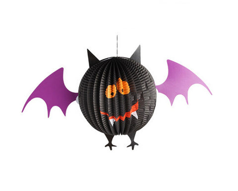 3 Pcs Halloween Party Decoration Round Paper Lantern - A