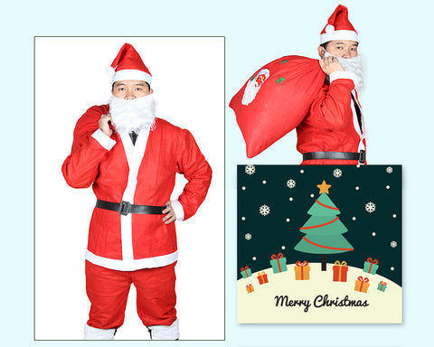 Adult Christmas Santa Claus Costume Suit Set