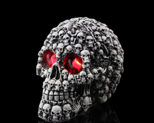 Halloween Decoration Terror Resin Skull Ornament w/ LED Light - Skull