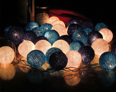 20 Cotton Balls 220V String Light for Decoration - Blue
