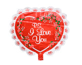 5 Pcs 26'' Laced Heart Shaped Foil Mylar Balloon - Red