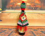 3 Pcs Christmas Winter Knitted Hat and Scarf Wine Bottle Cover