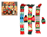 3 Pcs Christmas Winter Knitted Hat and Scarf Wine Bottle Cover