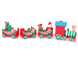 4 Pcs Wooden Christmas Train Decoration Figurine Set