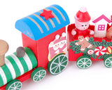 4 Pcs Wooden Christmas Train Decoration Figurine Set