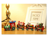 4 Pcs Wooden Christmas Train Decoration Figurine Set