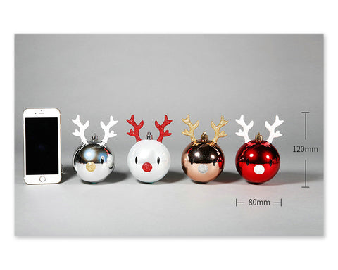 4 Pieces Reindeer Christmas Ball Ornaments