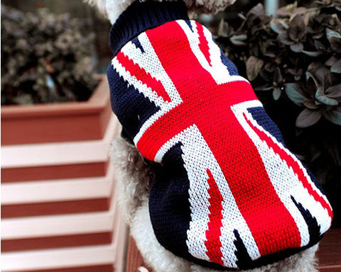 Vintage UK Flag Pet Dog Custom Turtleneck Sweater