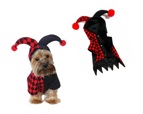Halloween Clown Cosplay Dog Costume - Red and Black