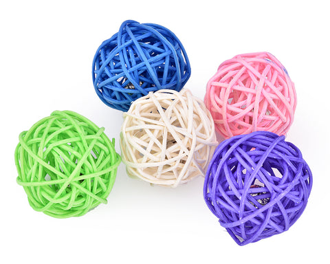 10 Pcs Woven Rattan Pet Ball with Bell Sound