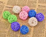 10 Pcs Woven Rattan Pet Ball with Bell Sound