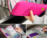 Multi-function Zipper Passport Wallet - Magenta