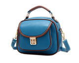 Vintage PU Leather Crossbody Satchel Bag - Blue