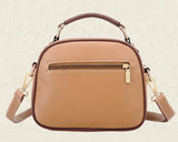 Vintage PU Leather Crossbody Satchel Bag - Khaki