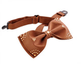 Swarovski Crystal Rhinestones Wedding Bow Tie for Men - Brown