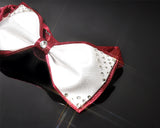 Swarovski Crystal Rhinestones Wedding Bow Tie for Men - White & Red