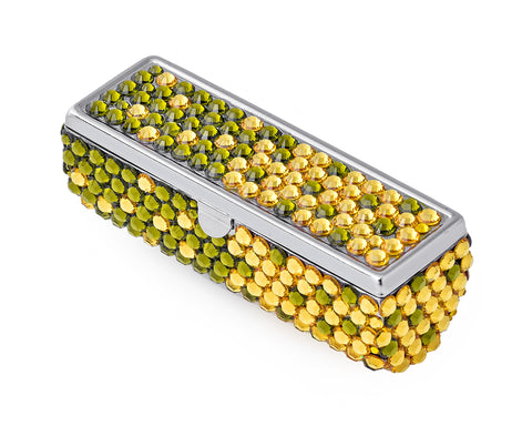 Gradation Swarovski Crystal Lipstick Case With Mirror - Green &amp; Yellow