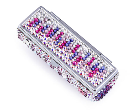 Medley Swarovski Crystal Lipstick Case With Mirror - Purple