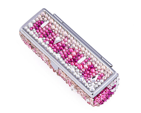 Medley Swarovski Crystal Lipstick Case With Mirror - Pink