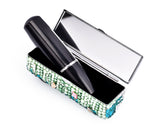 Medley Swarovski Crystal Lipstick Case With Mirror - Green