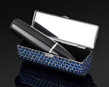 Classic Bling Swarovski Crystal Lipstick Case With Mirror - Navy Blue