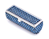 Classic Bling Swarovski Crystal Lipstick Case With Mirror - Navy Blue