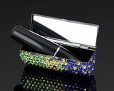 Gradation Swarovski Crystal Lipstick Case With Mirror - Green & Purple