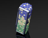 Gradation Swarovski Crystal Lipstick Case With Mirror - Green & Purple