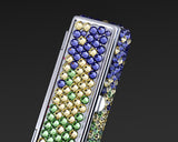 Gradation Swarovski Crystal Lipstick Case With Mirror - Green & Purple