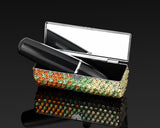 Gradation Swarovski Crystal Lipstick Case With Mirror - Green & Orange