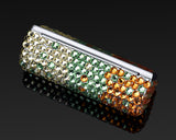 Gradation Swarovski Crystal Lipstick Case With Mirror - Green & Orange