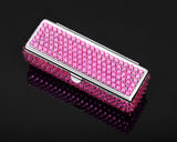 Classic Bling Swarovski Crystal Lipstick Case With Mirror - Rose Red