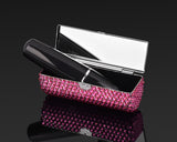 Classic Bling Swarovski Crystal Lipstick Case With Mirror - Rose Red