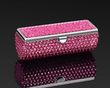 Classic Bling Swarovski Crystal Lipstick Case With Mirror - Rose Red