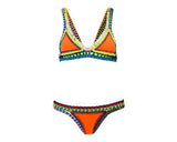 Tribal Style Crochet Triangle Bikini Set - Orange