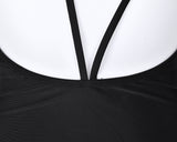 Black Deep V Halter Monokini Bathing Suit