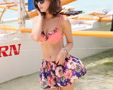 Light Floral Bikini Set with Cover Up Blouse and Shorts