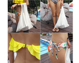 Yellow Ruffle Halter Bikini with Floral Bottom Set